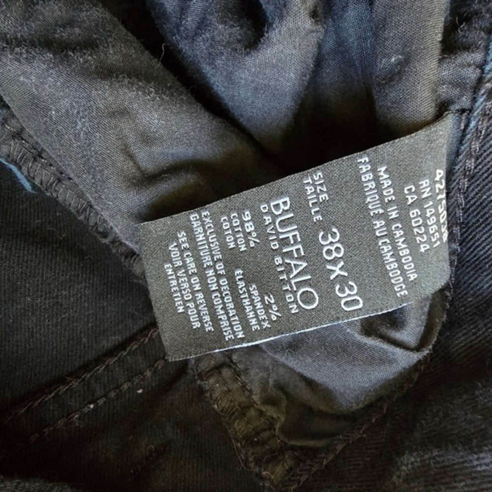 Buffalo David Bitton SAM-X Mens Slim Straight Stretch Black Jeans 38x30 - Picture 11 of 11